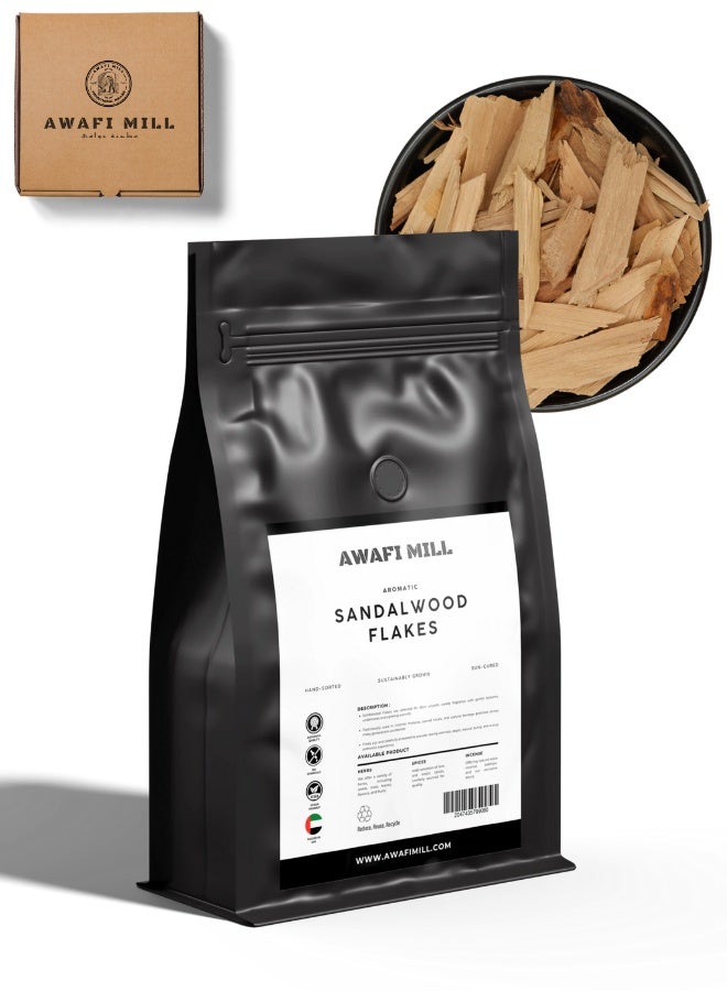 AWAFI MILL Sandalwood Flakes | Incense Wood Chips for Charcoal & Bakhoor Burners - 250 g | 9 Oz - Image 1